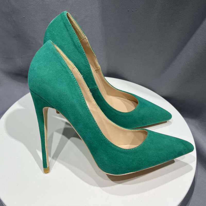 Basic Suede Pumps 2023 High Heel Brand Fashion For Women Sexy Pointed Toe 8Cm 10Cm 12Cm Wedding Shoes Size 43 44 45
