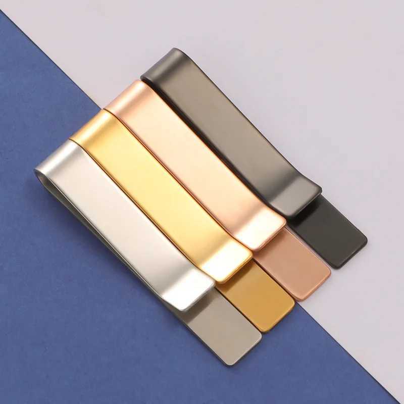 10 pieces of stainless steel pen holder diary notebook paper folder gold/silver colored metal business tie clip brushed wallet W240914