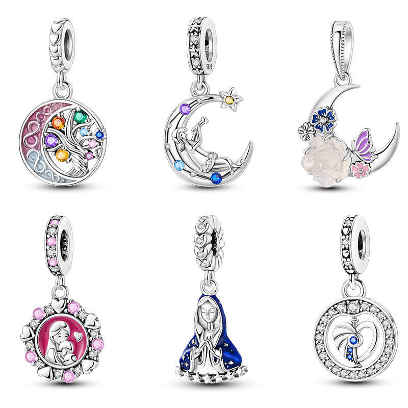 Fit Original Bracelets 925 Sterling Luminous Moon Virgin Mary Mother Life Tree Charms Beads Fashion DIY Jewelry