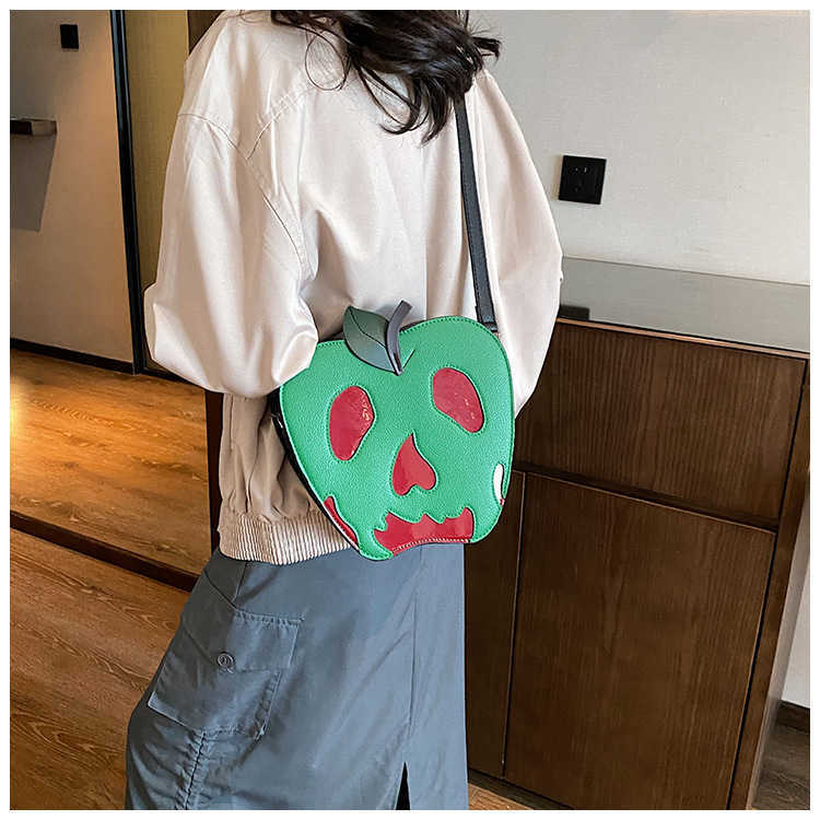 CMM Halloween Theme Skeleton Single Shoulder Bag Female Personality Trend Rotten Apple Color Collision Diagonal Cross Bag
