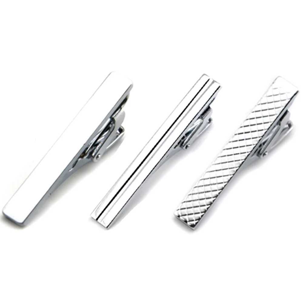 3-Pack Mens 4CM Tight Tie Clip Silver Stainless Steel Neck Buckle Pin BWTZF0022A W240914