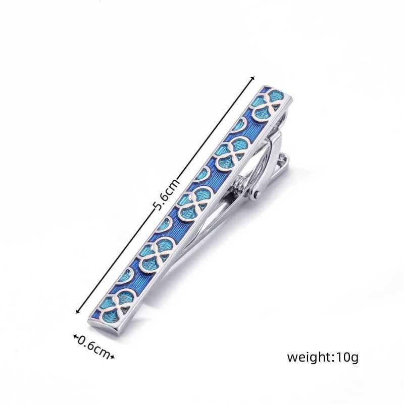 High quality mens tie clip classic blue clover metal clip shirt accessory wedding jewelry gift W240914