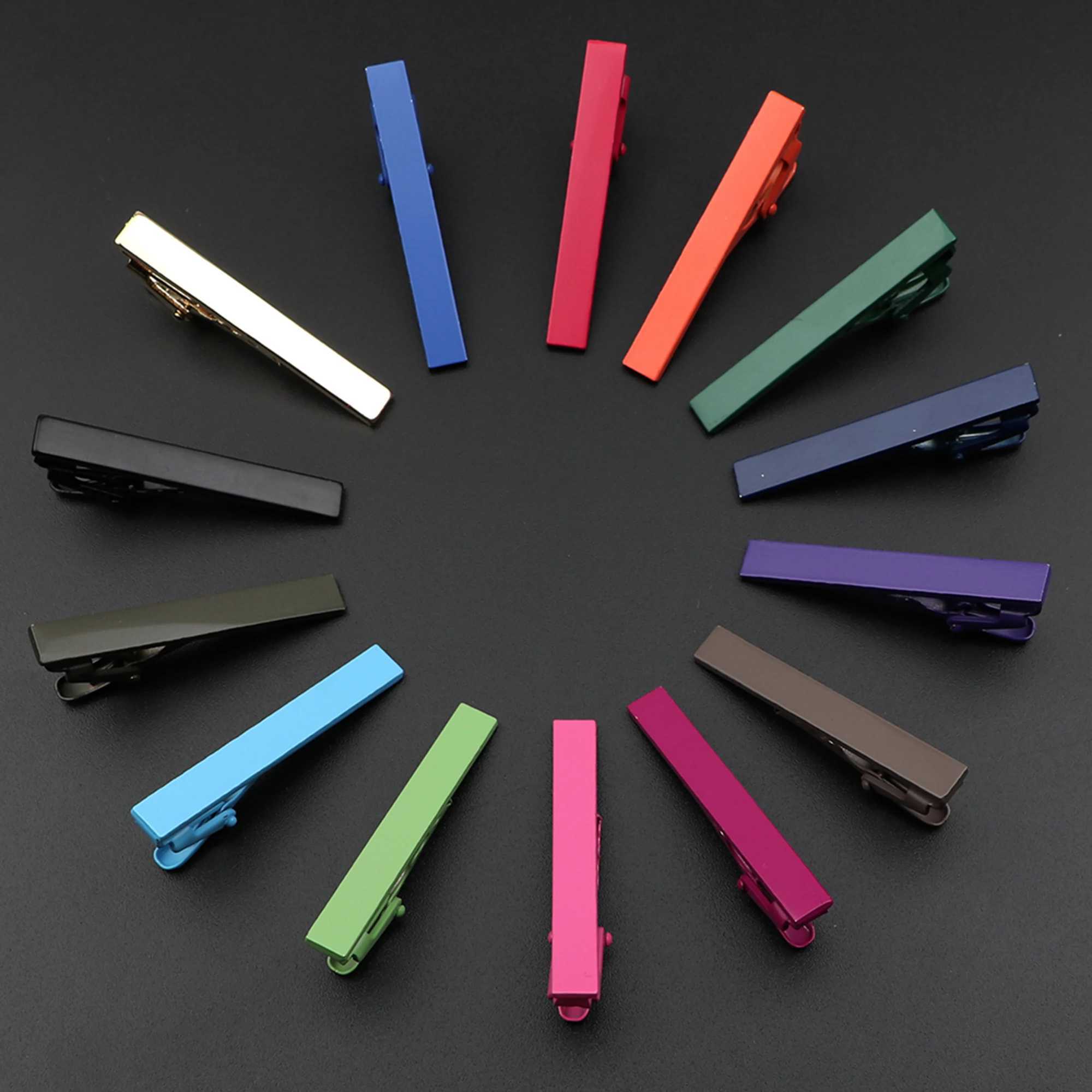 4cm mens tie clip new simple fashionable high-quality metal candy colorful practical necklace buckle clip set accessories W240914