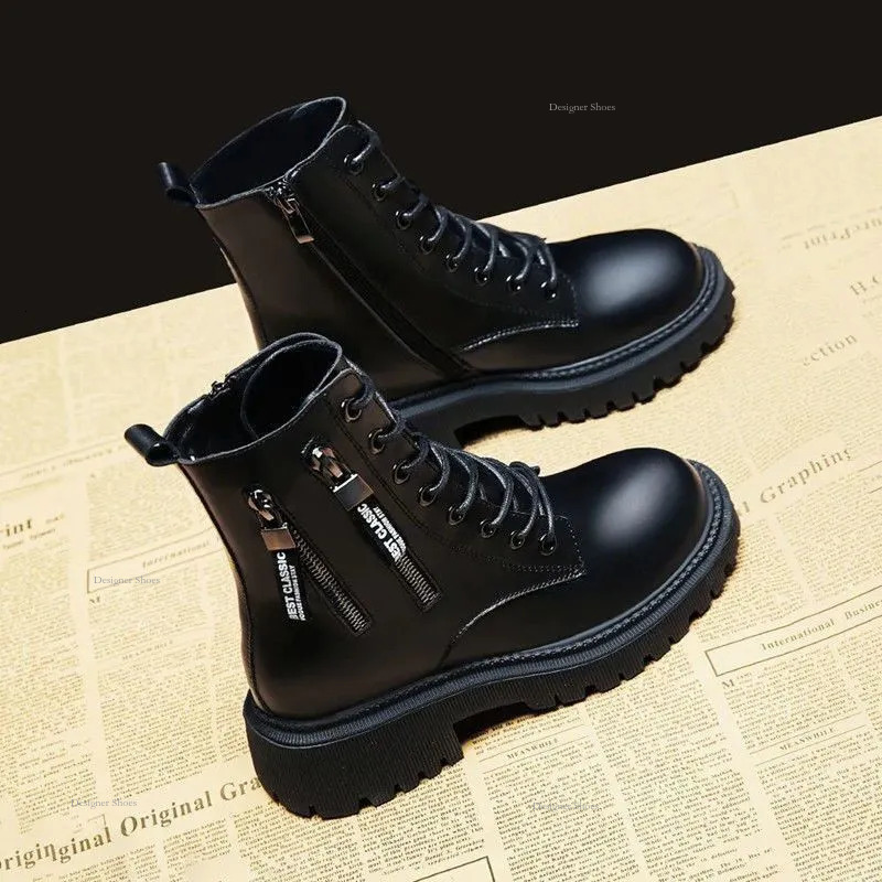 Fashion New 2024 Thick Soled Short Boots Comfortable And Durable Explosive Short Sleeves Trendy And Versatile Black Boots