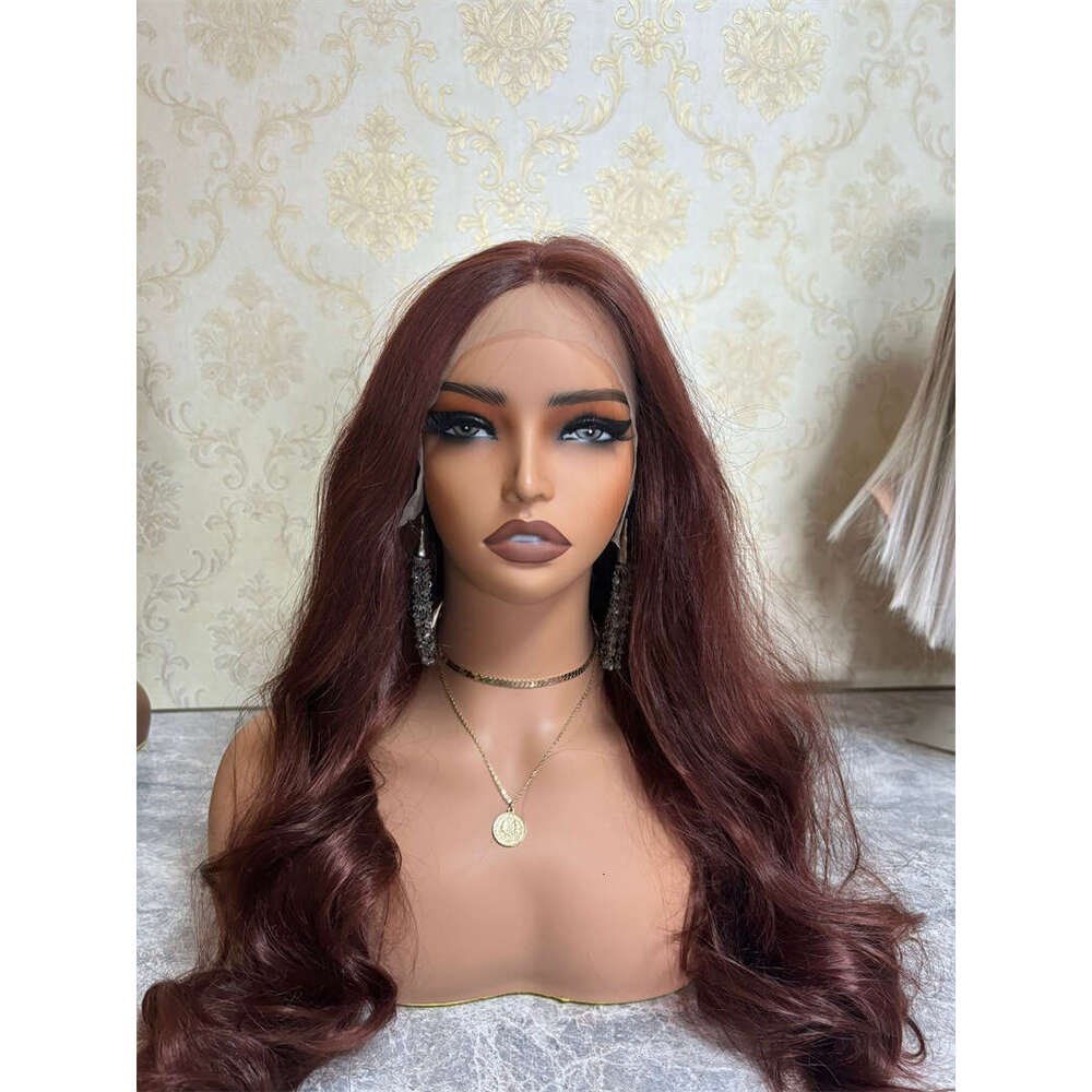 Copper Red Long Wavy Synthetic Front Wig Glueless Frontal Reddish Brown Hair Colored Lace Wigs For Women Party Cosplay
