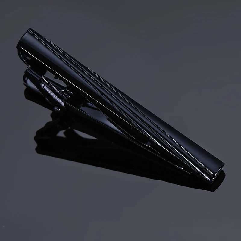 Mens Business Set Tie Clip Copper Material Black Stripe Tie Clip Fashion Brand Jewelry Wholesale W240914