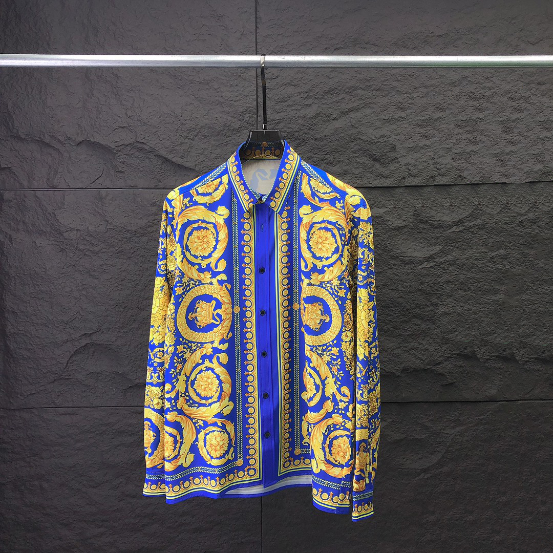 Men's designer shirt High quality beach shirt Luxury lapel casual multi-colored long-sleeved shirt #019