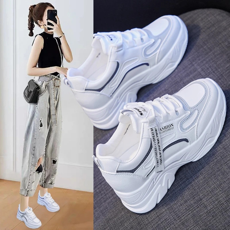 White Sneakers for Women Platform Tennis Female Inner Height Running Sports Woman Casual Designer Vulcanized Shoes
