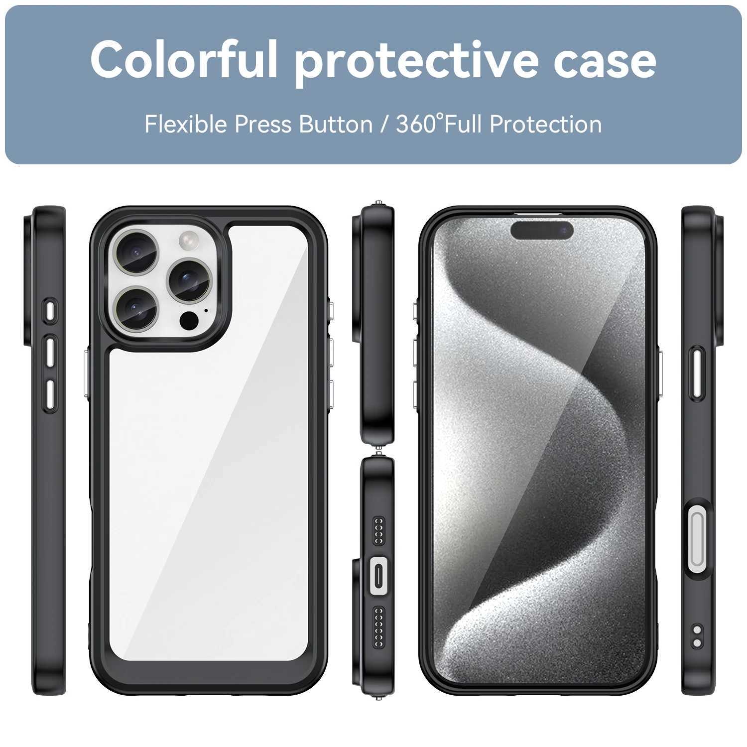 Clear PC Hard Phone Case for iphone 16 15 14 13 12 11 Pro Max SE4 SE3 8 7 Plus Back Cover Mobile Slim Protective Case M240914