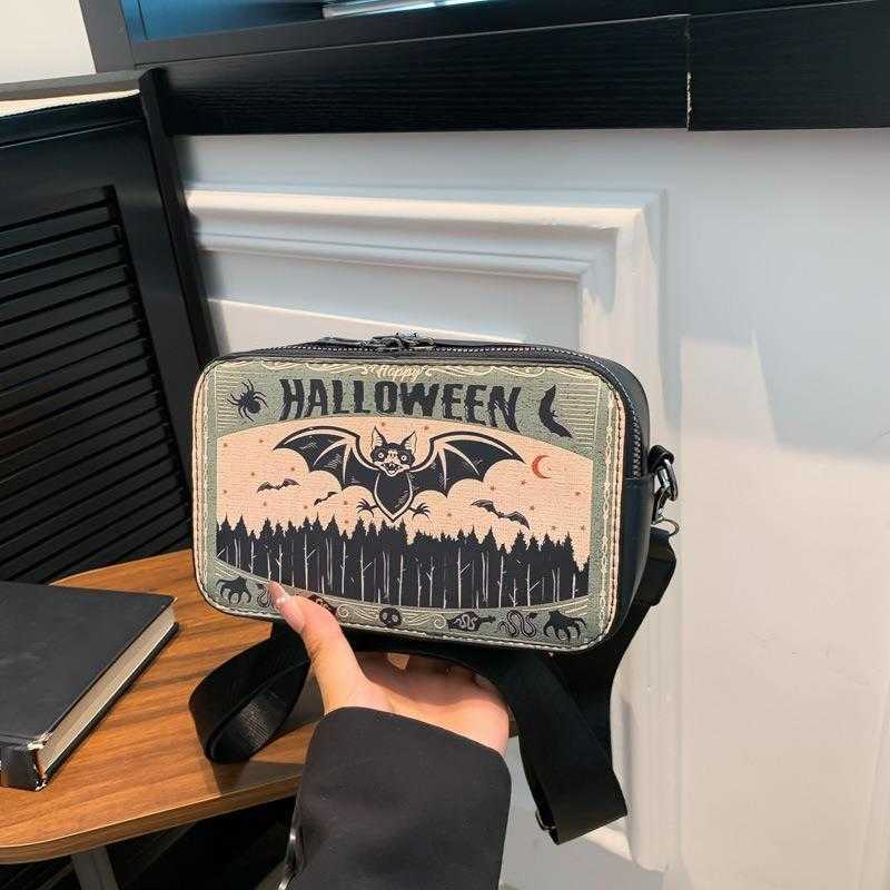 CMM Trendy Halloween Printed Small Square Bag Niche Design Shoulder Bag Personalized Diagonal Cross Bag Womens Bag