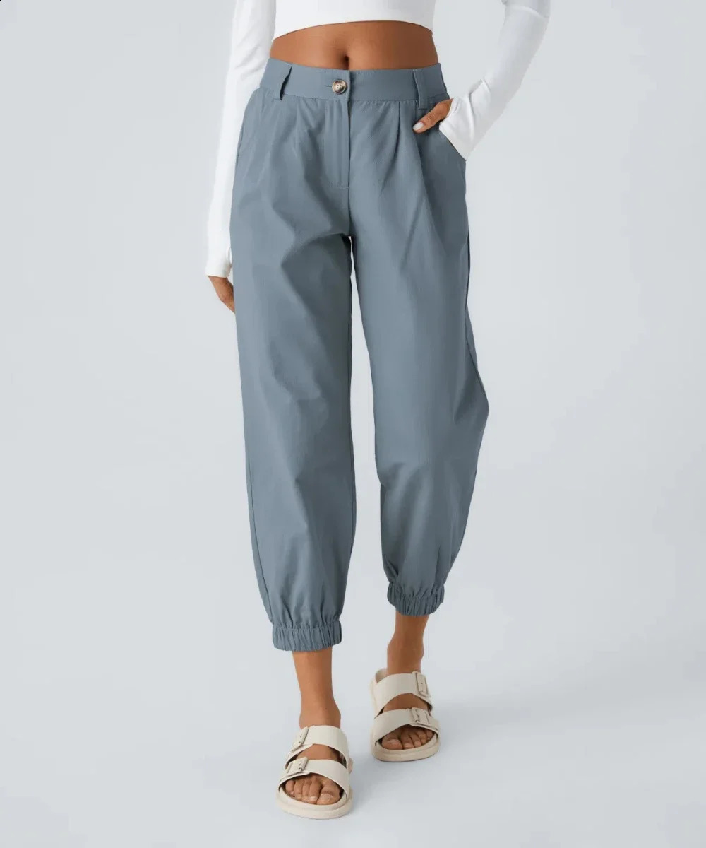 ZTE button zipper side pocket casual cotton jogging 240913