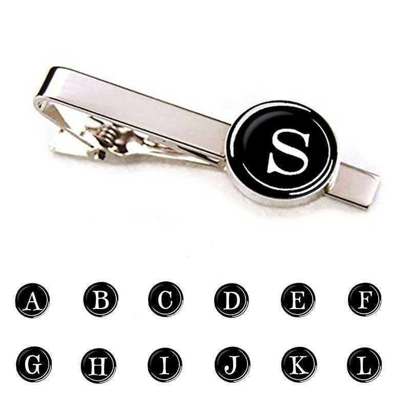 Mens Fashion 26 Letter Tie Clip Personalized Name Letter Jewelry Mens Necklace Clip Pin Set Accessories W240914