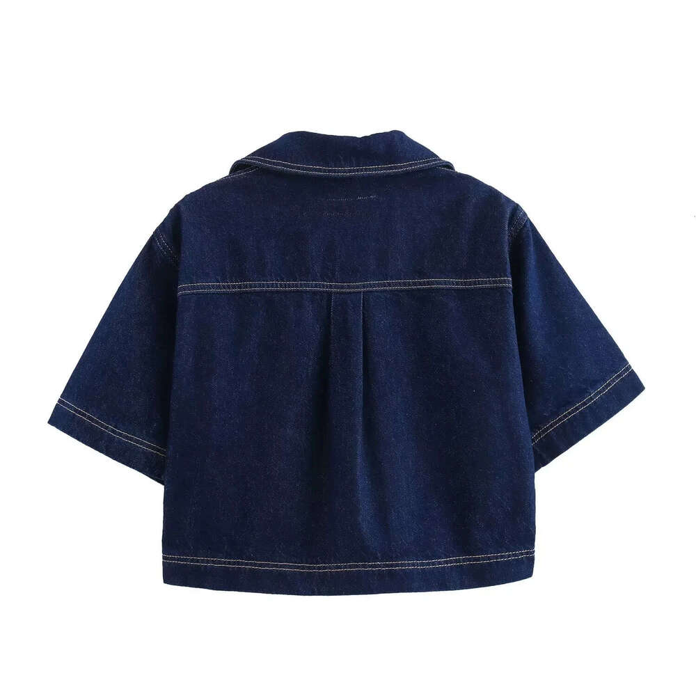 Women Pamas Denim Jacket Mini Set Summer Loose Sleepwear Short Sleeve Tops High Waist Skirt 2 Pcs Home Suit Outfits
