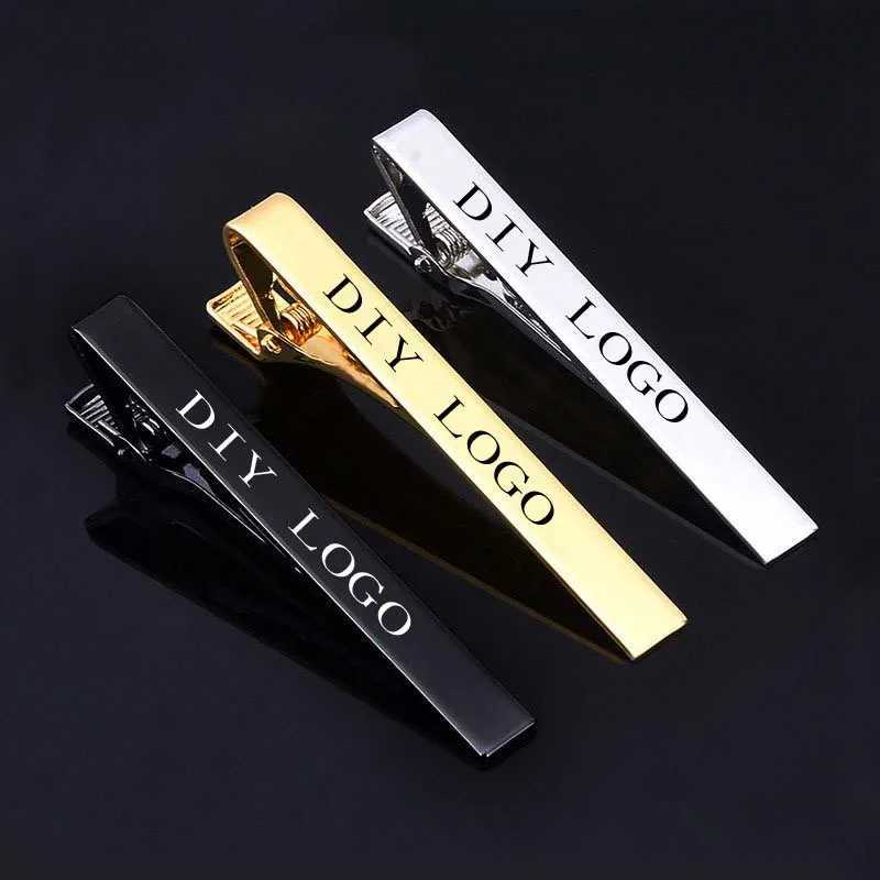 DIY Name Pattern 5.8 * 0.6cm Mens Tie Clip Silver Gold Business Tie Pin Buckle Necklace Customization W240914