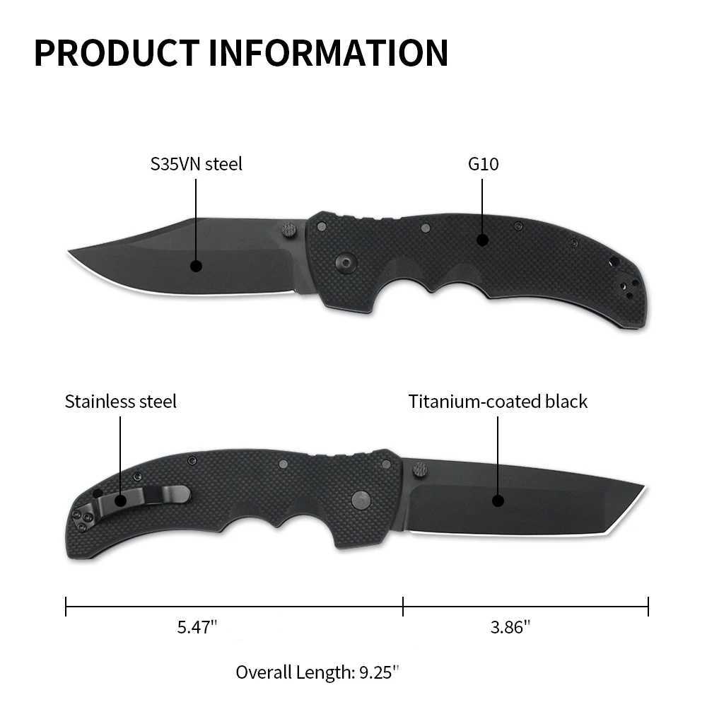 Cold New Outdoor Folding Knife 2024 RECON 1 S35VN Steel Blade Military Tactical Survival Quick Hunting Large Knives EDC Tools Y240914