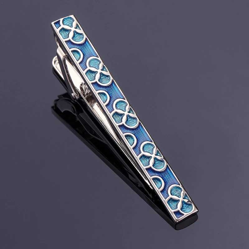 High quality mens tie clip classic blue clover metal clip shirt accessory wedding jewelry gift W240914