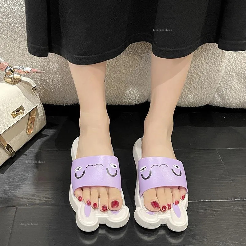 Fashion GAI Charm Summer Slippers Home Non-Slip Breathable Bathroom Black White Slippers For Women Eur36-41