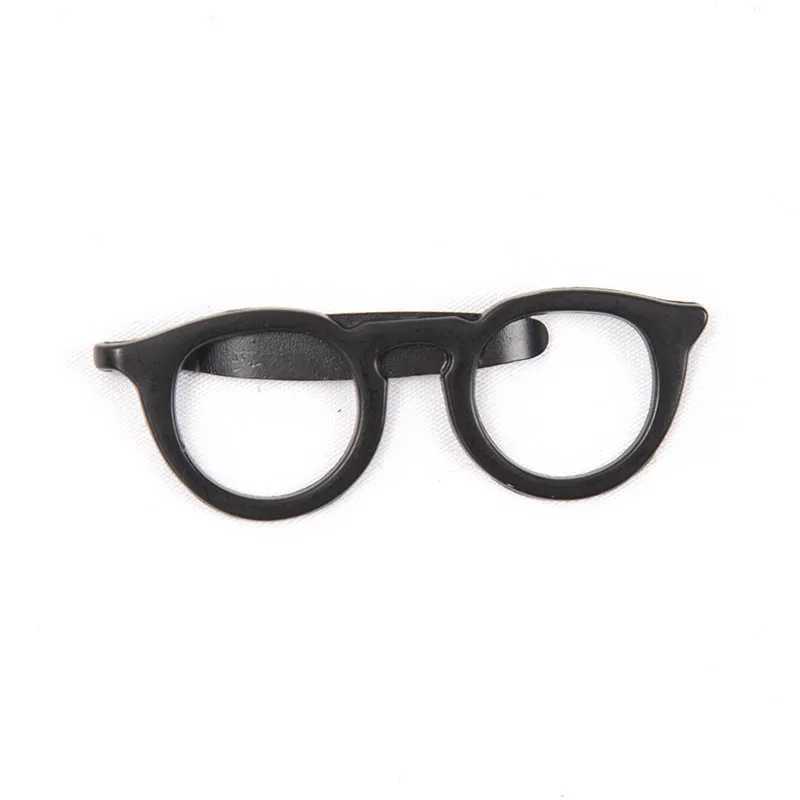 Black casual tie clip personalized glasses shape metal necklace buckle mens glasses commercial necklace pin set accessories gift W240914