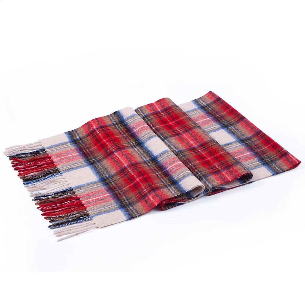 100% Lamb Scarf Strip Solid Plaid Wool Scarf Classical Warm Long Soft Cashmere Winter Scarves for Men Winter Accessories 240909