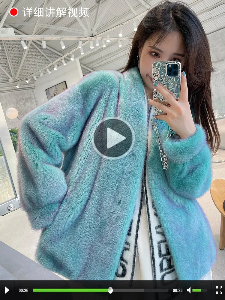 Women Winter Faux Fur Warm Coat Vintage Long Sleeve Female Thick Teddy Bear Coat Casual Loose Oversize Blue Outwears B134 240911