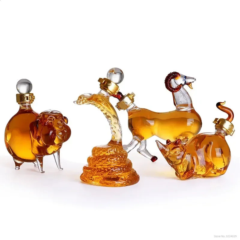 Chinese Zodiac Shaped Wine Bottle Lead-Free Glass Whiskey Decanter for Liquor Scotch Bourbon Barware Gift 150ml 240913