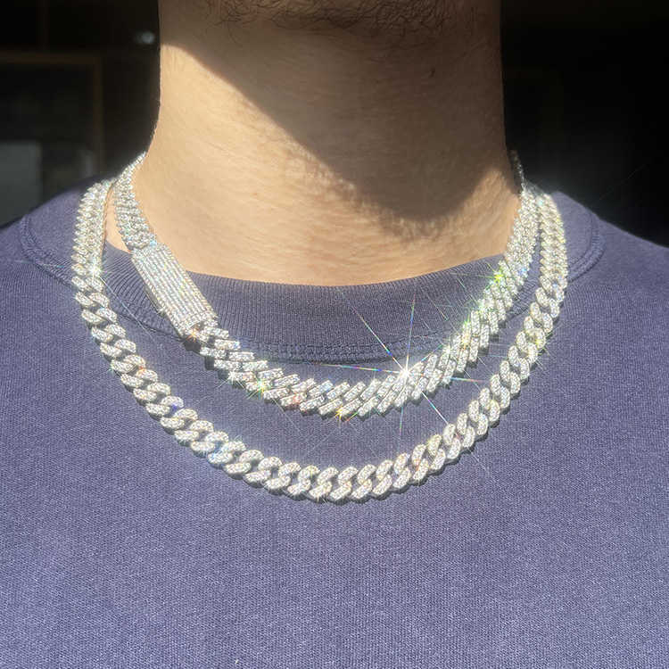GRA Certificate 10mm Single Row Cuban Chain Fine Jewelry D/VVS Moissanite Cuban Link Chain Rapper Hip Hop Necklace Jewelry