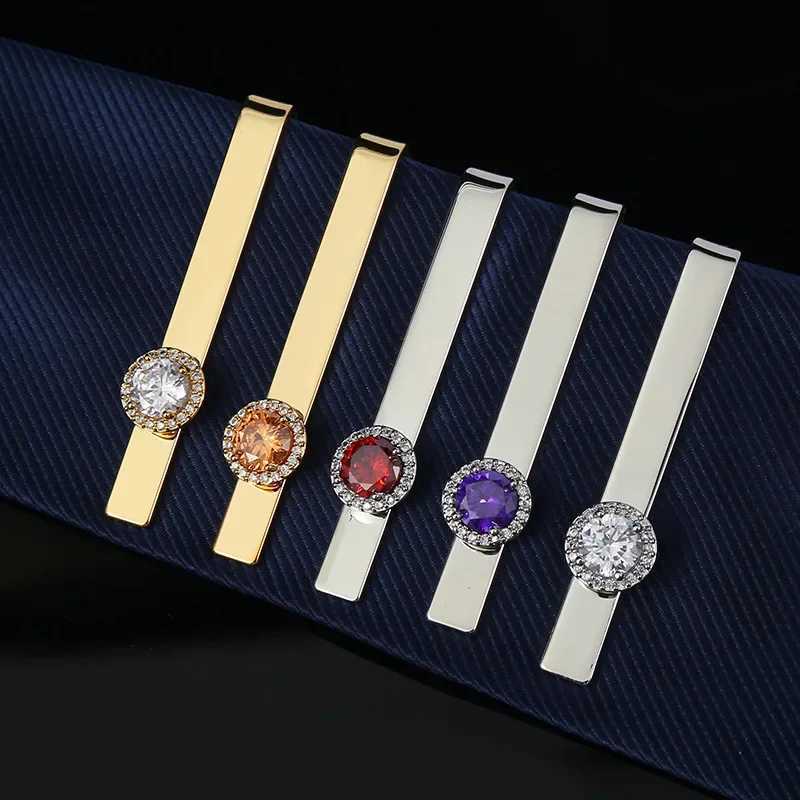 Mens high-end round zircon tie clip fashionable wedding dress necklace accessories jewelry luxury rhinestone tie clip mens gift W240914