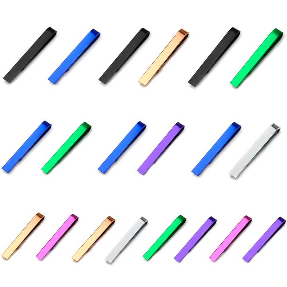 2 packs of mens stainless steel candy colored tie clip bar necklace wedding jewelry BWTZF0002A W240914