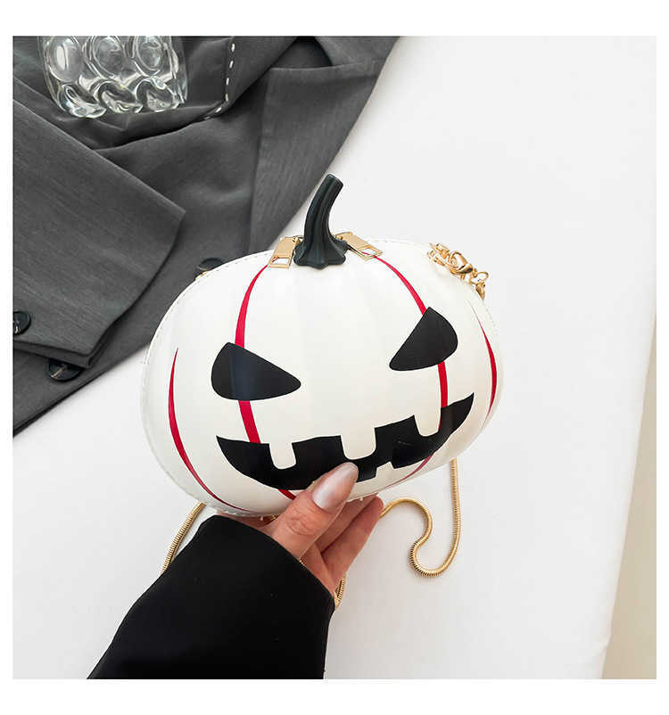 CMM Pumpkin Funny Shoulder Chain Bag Fashion and Niche Creative Circular Shoulder Bag Halloween Demon Crossbody Bag