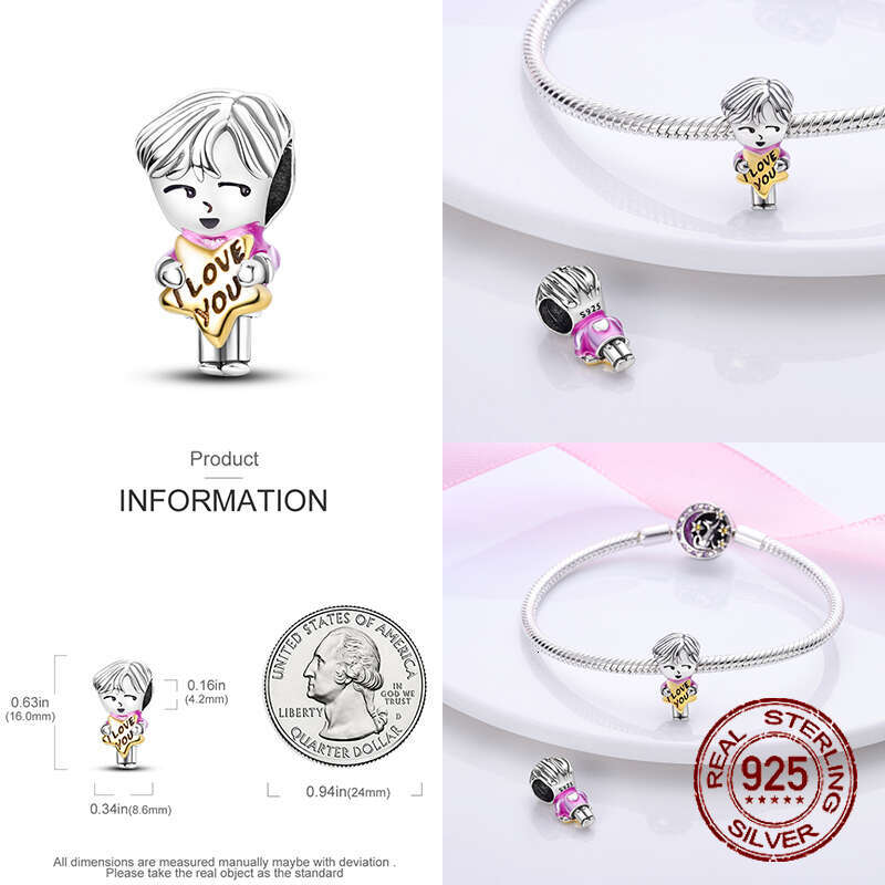 925 Sterling Silver boys and girls lovers pendant charms fit original bracelet charm beads necklace Diy female jewelry