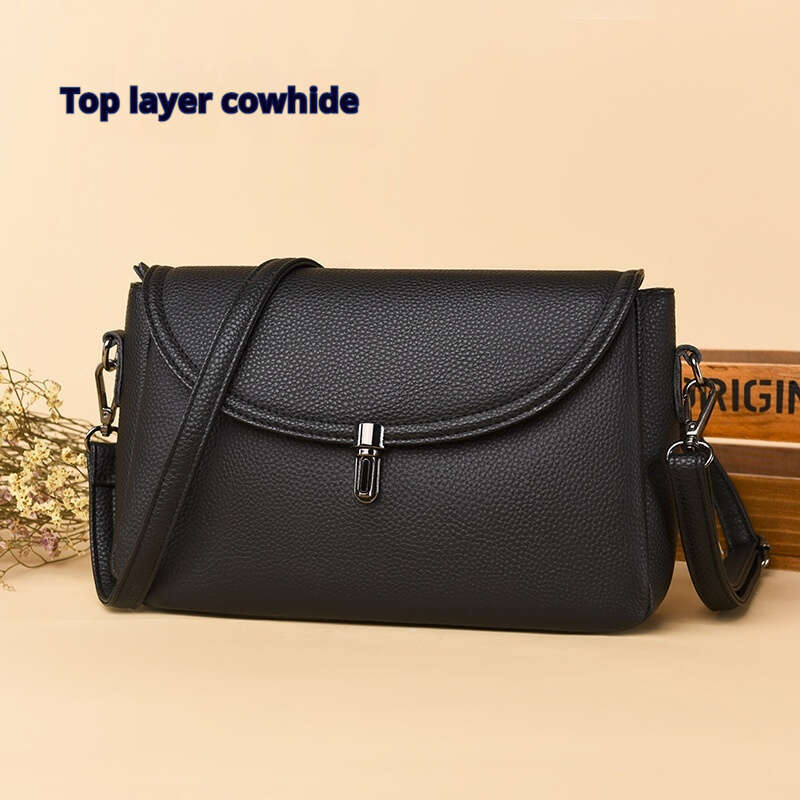 AMZZ Crossbody leather 2024 new versatile large capacity top layer cowhide women's fashion shoulder small bag