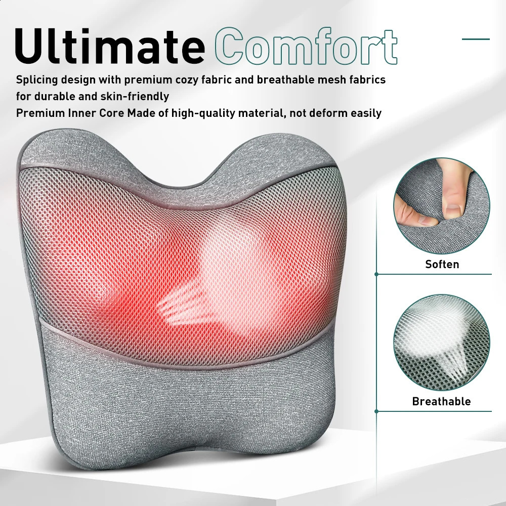 Finger pressure back and neck massage pillow with deep tissue kneading electric massager used for relaxing body muscles 240914