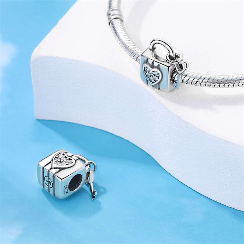 925 Sterling Silver Eternal Love Crown Lock key Charms Beads Fit Original Bracelets DIY Jewelry Valentine's Day Gift
