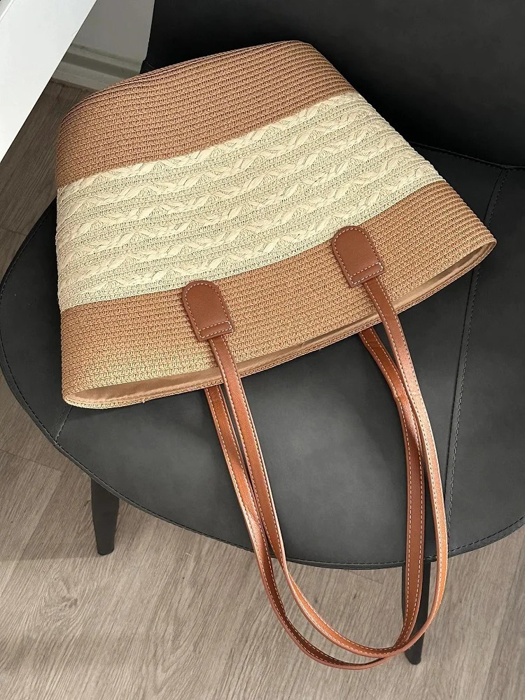 French Garden Womens Large Capacity Handbag Shoulder Basket Beach Bag Summer 240913
