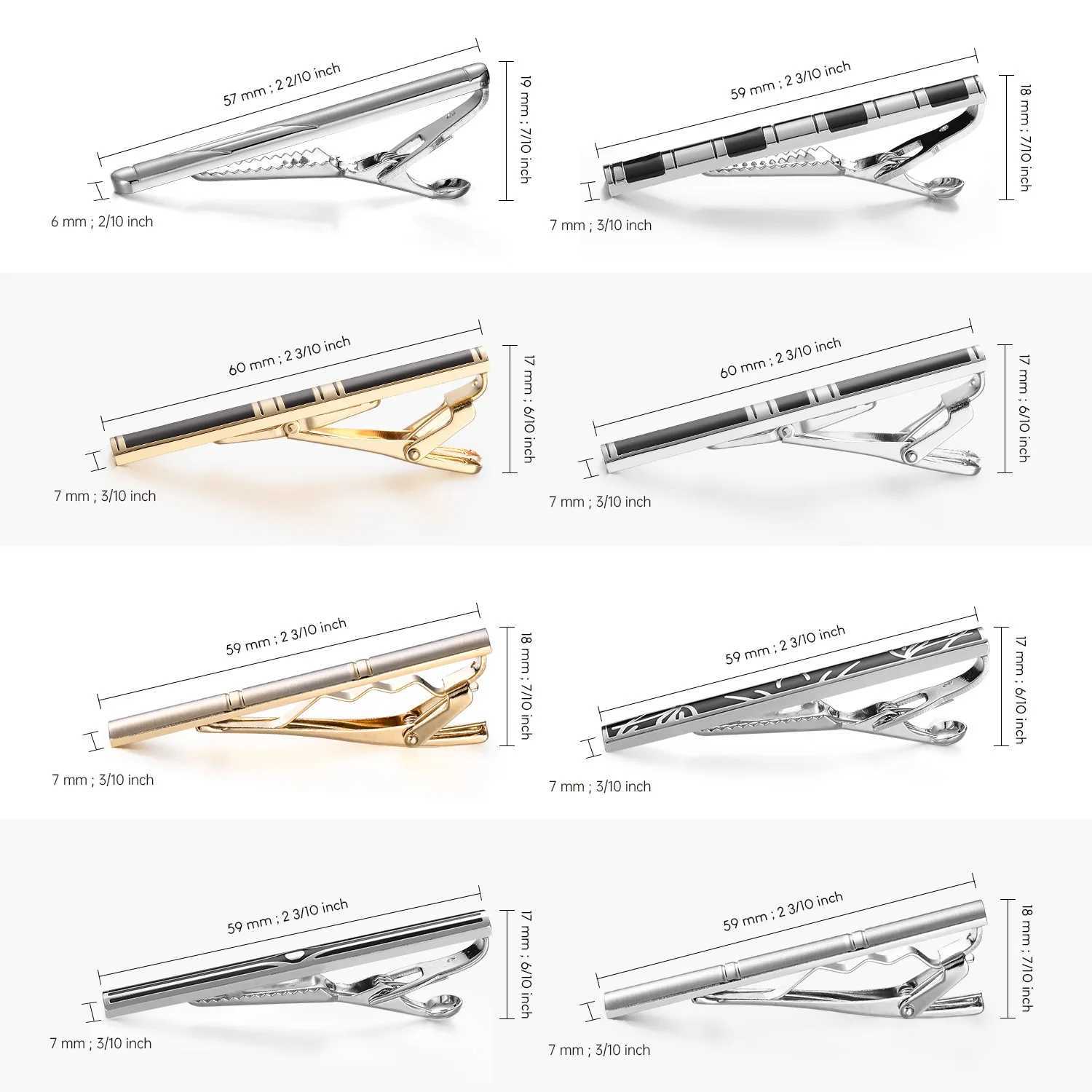 New copper metal silver tie clip suitable for mens wedding collar tie clip mens tie clip with gift box mens tie rod crystal tie pin W240914