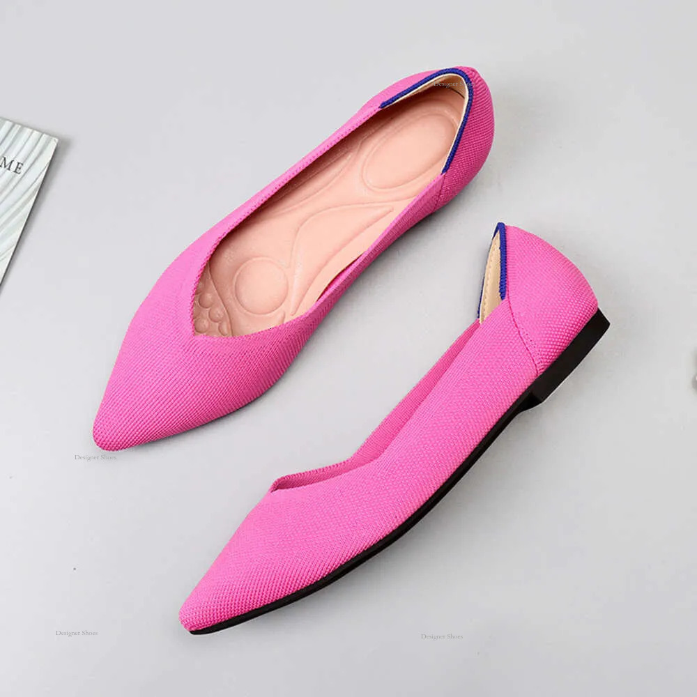 Princess Chicken Rolls Spring And Autumn Flying Weaving Single Doudou Flat Large Women's Soft Sole Knitted Pointed Boat Shoes