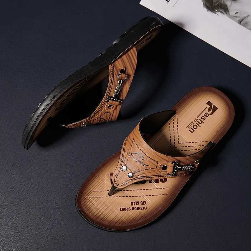 New Handmade Leather Slippers Summer Fashion Mens Flip-Flops Outdoor Beach Slippers Breathable Comfortable Designer M240914