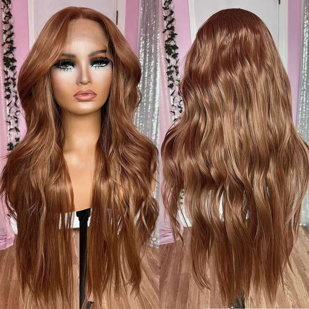 AIMEYA Brown Lace Front Long Body Wave Wigs For Women Heat Resistant Synthetic Hair Daily Use Cosplay Wig Natural Haire