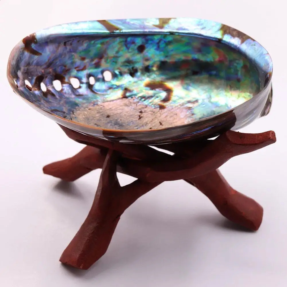 11-13CM Polished Natural Paua Abalone Shell Sage Smudge Kit with Tripod Stand Sustainably Collected - for Smudging Home Decor 240907