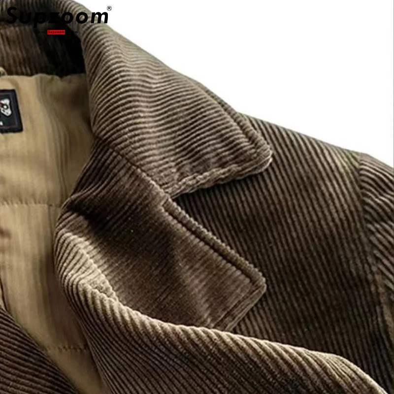 Supzoom Fashion Arrival Casual Thick Corduroy Coat Double Breasted Turndown Collar Autumn And Winter Trend Loose Jacket 240912