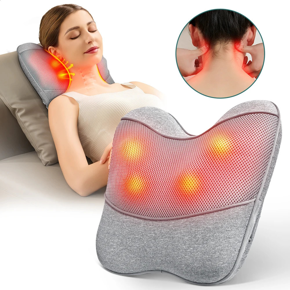 Finger pressure back and neck massage pillow with deep tissue kneading electric massager used for relaxing body muscles 240914
