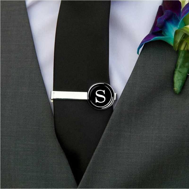 Mens Fashion 26 Letter Tie Clip Personalized Name Letter Jewelry Mens Necklace Clip Pin Set Accessories W240914