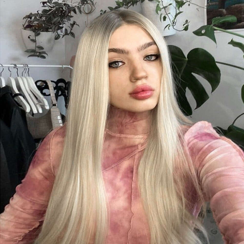 Creamy Blonde Synthetic Lace Front Wig Long Straight Wigs Human Blended Heat Resistant Fiber Soft Hair Lady Girl Cosplay