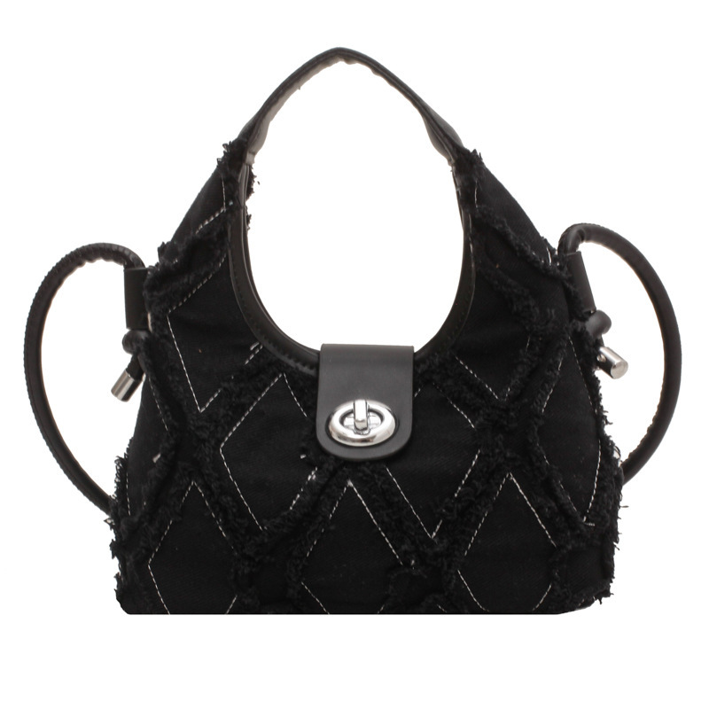 2022 new women's denim fashion niche single shoulder crossbody crescent bag trendy tassel handbag