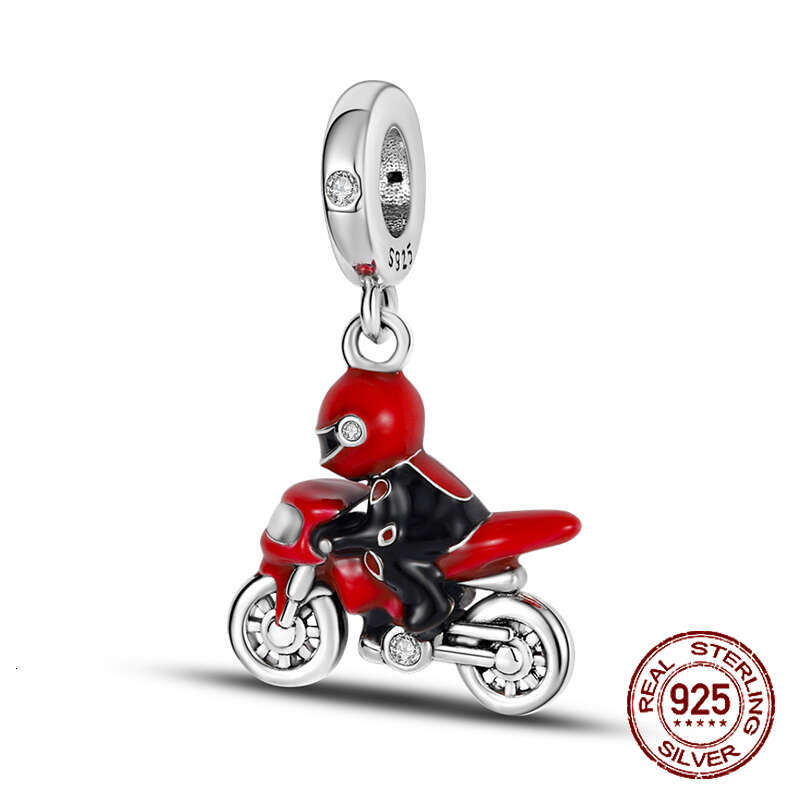 925 Silver Fashion Red Car Key bus Pendents beads Fit Original Bracelet Charms For Women Party Jewelry making diy