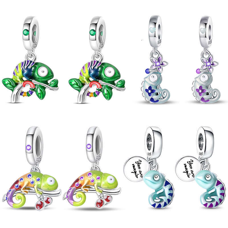 925 Sterling Silver wer Chameleon Change Color Charms Beads Fit Bracelets DIY Jewelry New Year's Gift