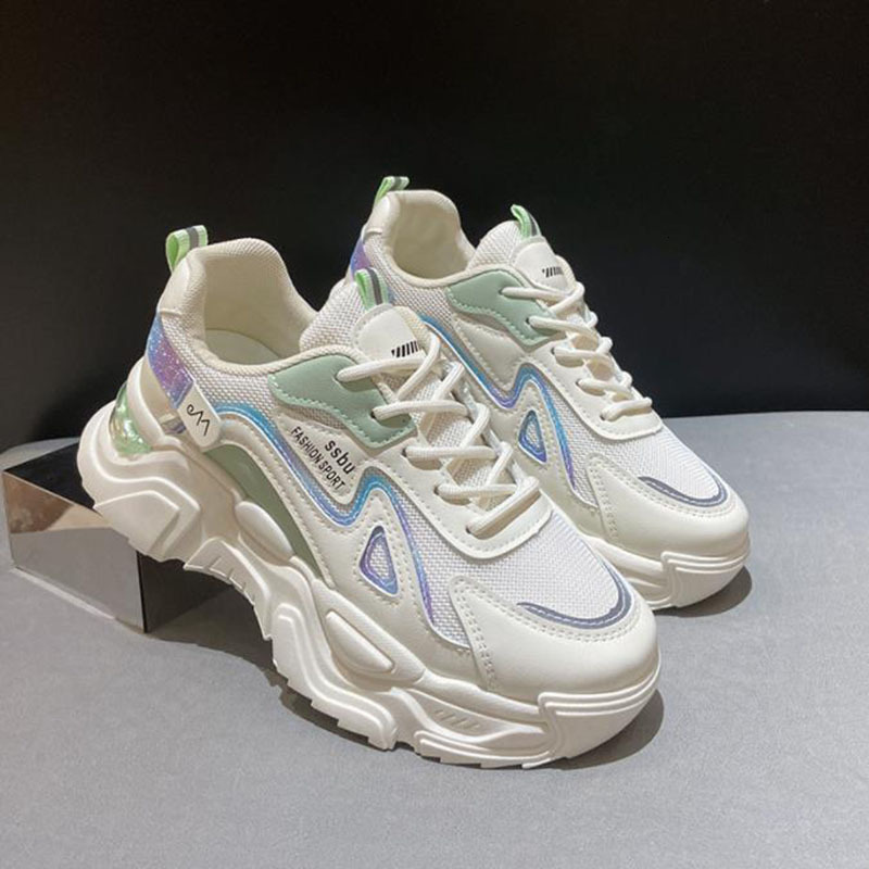 Women Platform Flat Woman Green Casual Trainers Ladies Chunky Sneakers Womens Shoes 2024 new