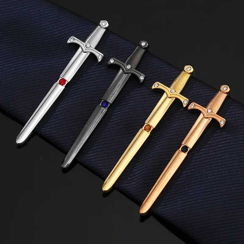 Sword and Tie Clip Personalized Mens Business Banquet Party Formal Dress Shirt Collar Accessories Fashionable and Simple Crystal Tie Clip W240914