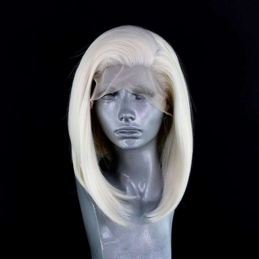 AIMEYA Platinum Blonde For Women Heat Resistant Synthetic Hair Natural Haire Short Bob Lace Front Wig