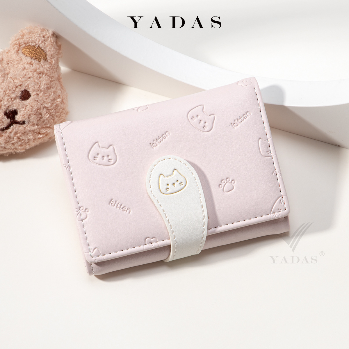 YADAS Cute Women's Card Bag Fashion Buckle PU Short 30% Zero Fold Wallet